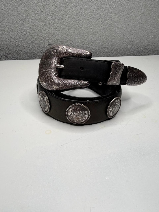 Tony Lama Accessories - Tony Lama Western Black Leather & Silver Tone Concho Womens Sz 36 Belt Cowgirl